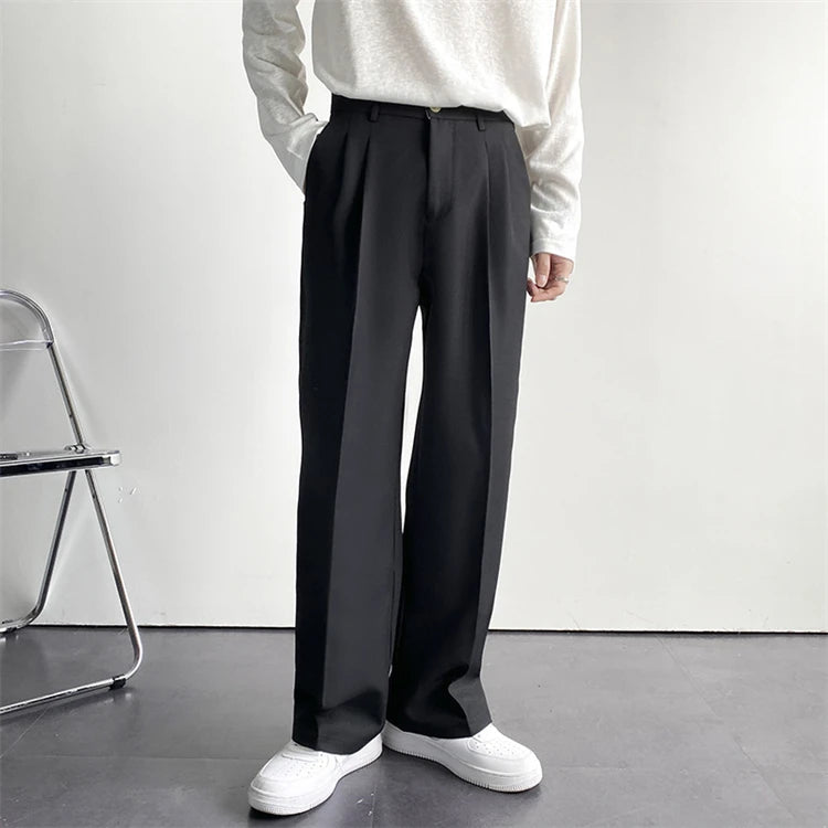 2024 Spring and Autumn New Draping Straight Leg Suit Pants Men Loose Korean Version of Casual Wide-Leg Trousers Mopping Pants