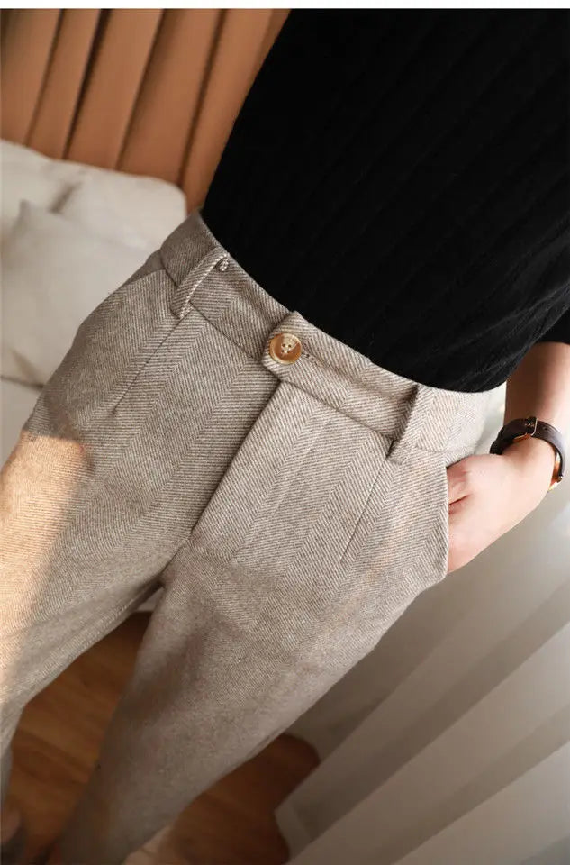 BR2448 Autumn and Winter New High Waist Slimming Harlan Small Foot Casual Pants