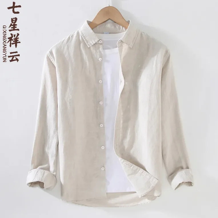 Men's Casual Linen Summer Shirt - Loose Fit, Lightweight Cotton for Outdoor Wear