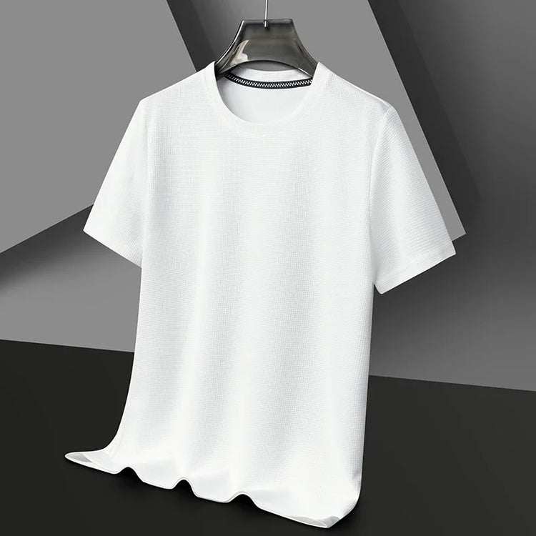 Short Sleeved Polo Shirshort Sleeved Waffle Solid Polot Fashion Splicing Men&