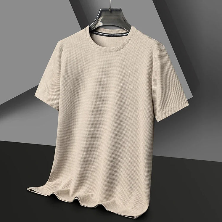 Short Sleeved Polo Shirshort Sleeved Waffle Solid Polot Fashion Splicing Men&