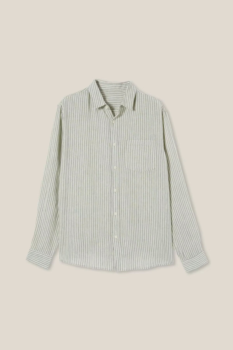 Premium Custom Logo 100% Linen Long Sleeve Shirt for Men - Breathable Casual Dress Shirt in White