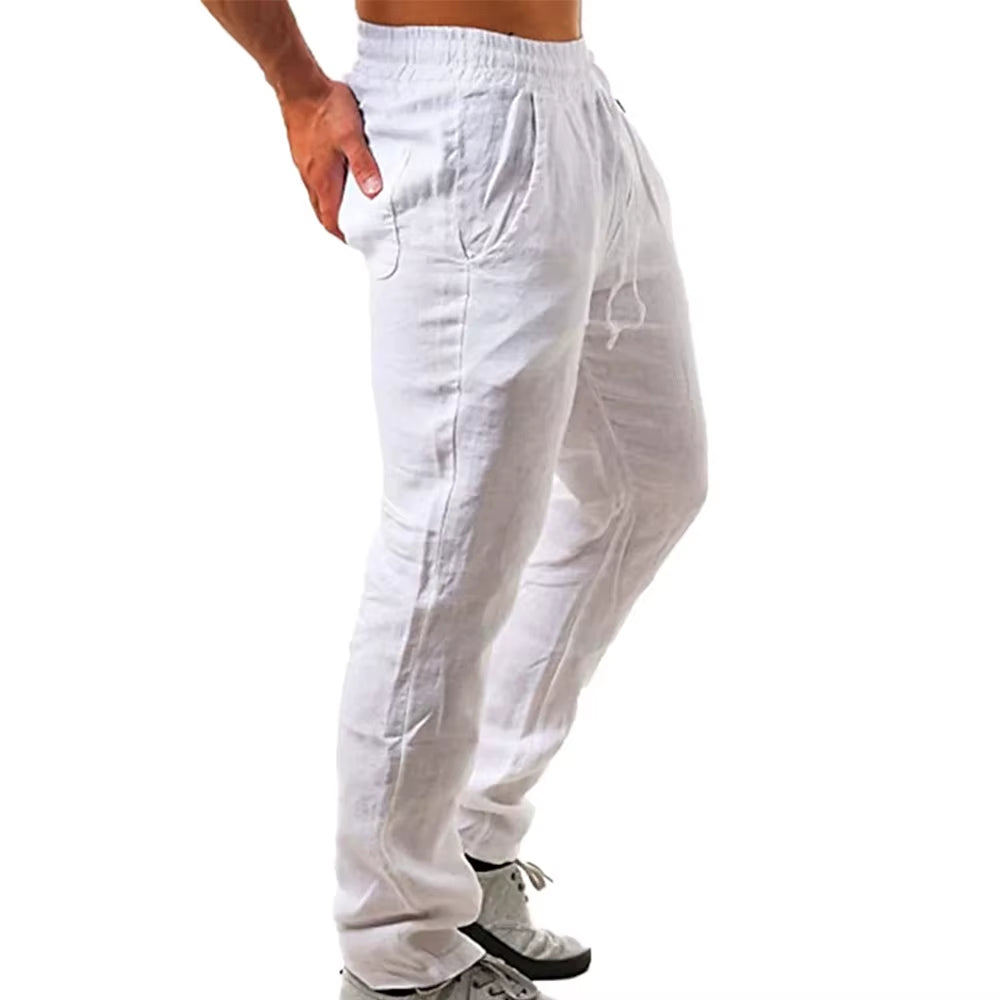 Stylish Men's Cotton Linen Pants - Breathable Solid Color Trousers for Fitness & Streetwear (S-3XL)