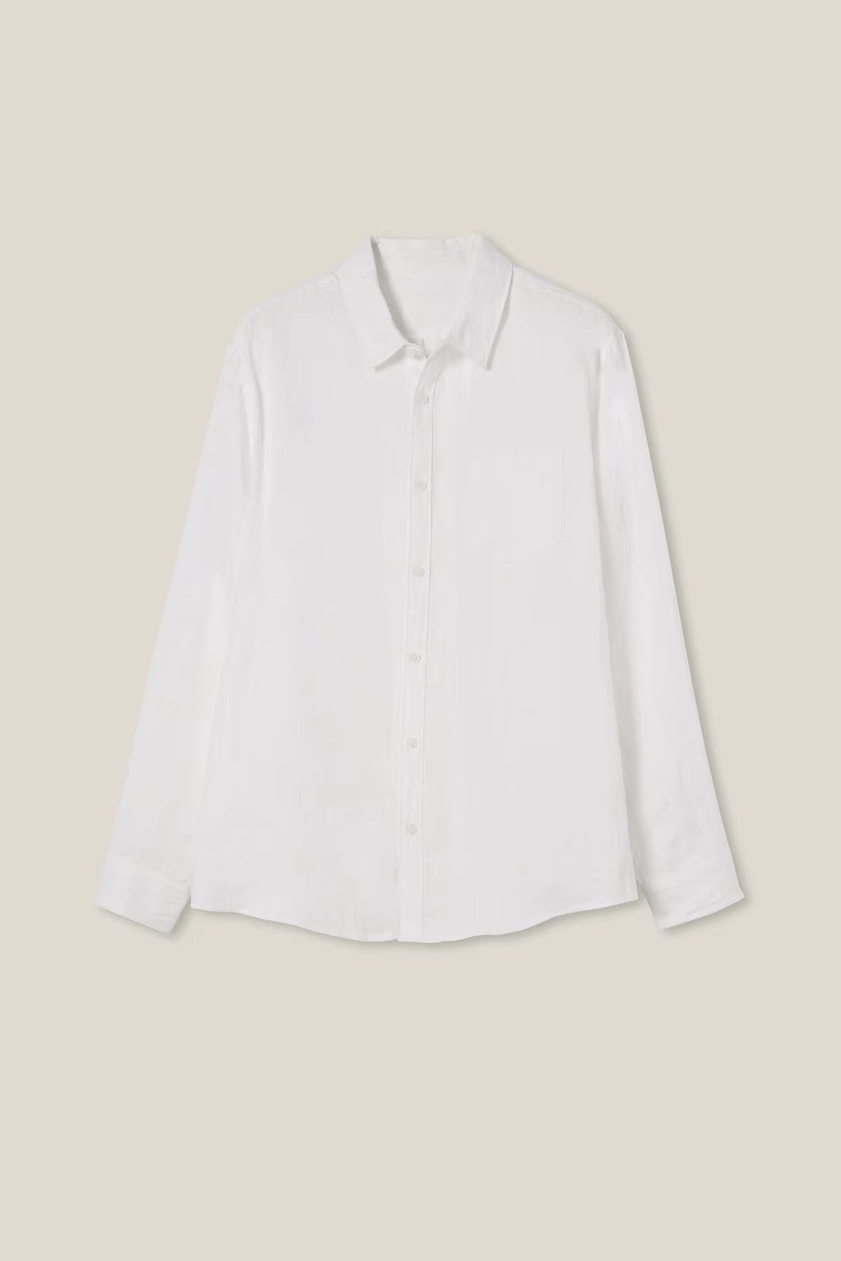 Premium Custom Logo 100% Linen Long Sleeve Shirt for Men - Breathable Casual Dress Shirt in White