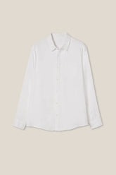 Premium Custom Logo 100% Linen Long Sleeve Shirt for Men - Breathable Casual Dress Shirt in White