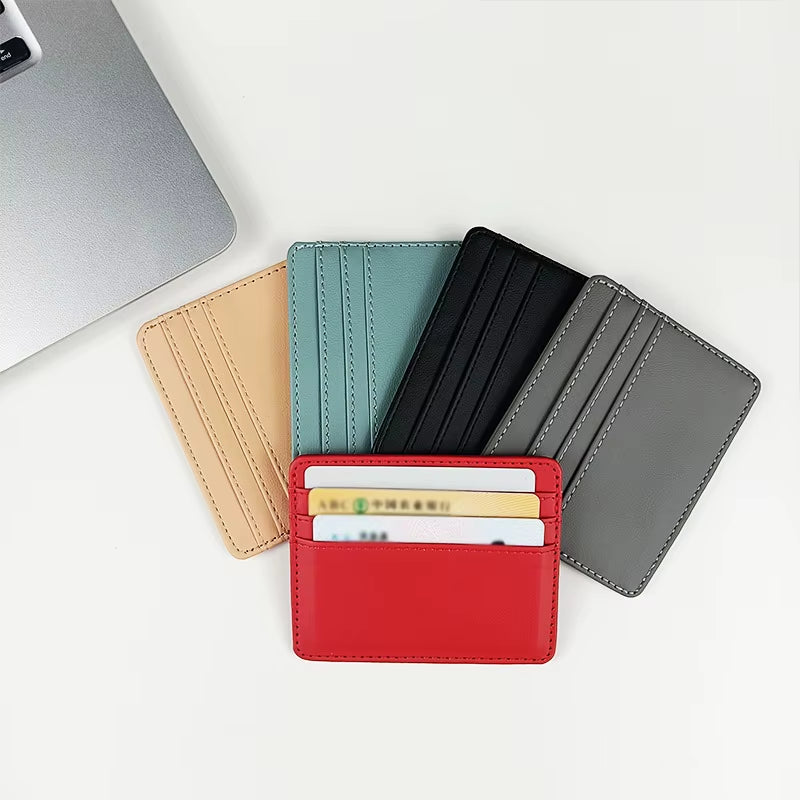 Sleek PU Leather ID Card Case - Slim Multi-Slot Holder for Bank and Credit Cards