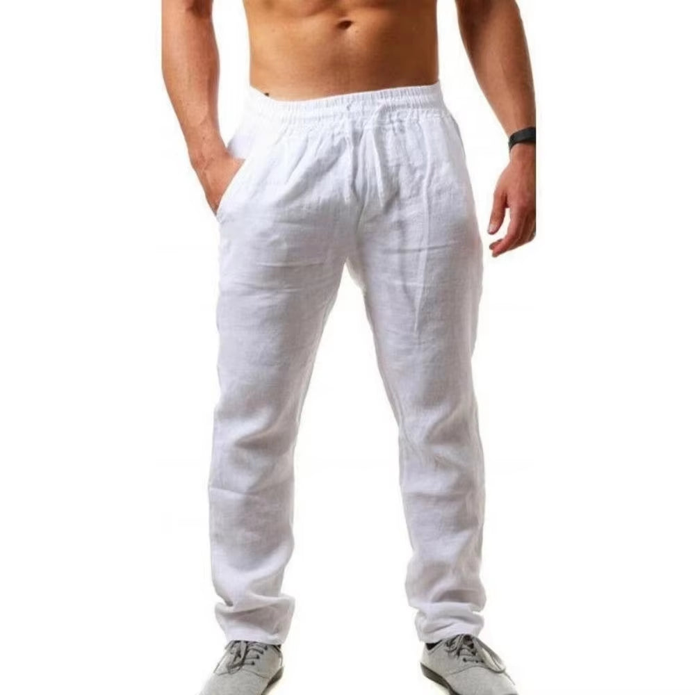 Stylish Men's Cotton Linen Pants - Breathable Solid Color Trousers for Fitness & Streetwear (S-3XL)