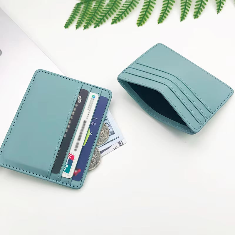 Sleek PU Leather ID Card Case - Slim Multi-Slot Holder for Bank and Credit Cards