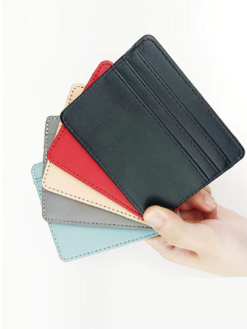 Sleek PU Leather ID Card Case - Slim Multi-Slot Holder for Bank and Credit Cards
