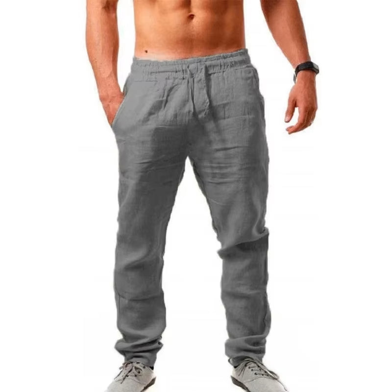 Stylish Men's Cotton Linen Pants - Breathable Solid Color Trousers for Fitness & Streetwear (S-3XL)