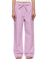 Stylish Custom Logo Unisex Straight Leg Pants with Elastic Waist and Trendy Bow Striped Hem