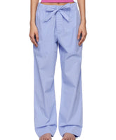 Stylish Custom Logo Unisex Straight Leg Pants with Elastic Waist and Trendy Bow Striped Hem