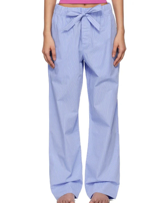 Stylish Custom Logo Unisex Straight Leg Pants with Elastic Waist and Trendy Bow Striped Hem