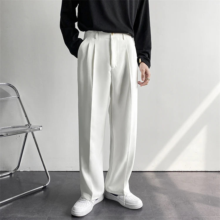 2024 Spring and Autumn New Draping Straight Leg Suit Pants Men Loose Korean Version of Casual Wide-Leg Trousers Mopping Pants