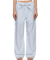 Stylish Custom Logo Unisex Straight Leg Pants with Elastic Waist and Trendy Bow Striped Hem