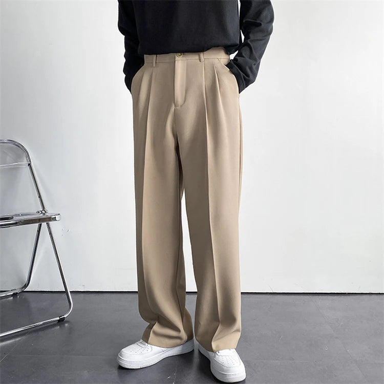 2024 Spring and Autumn New Draping Straight Leg Suit Pants Men Loose Korean Version of Casual Wide-Leg Trousers Mopping Pants