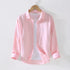 FLN 2025 Cotton Linen Blend Custom Summer Square Collar Spring Season Casual Long-Sleeved Men&