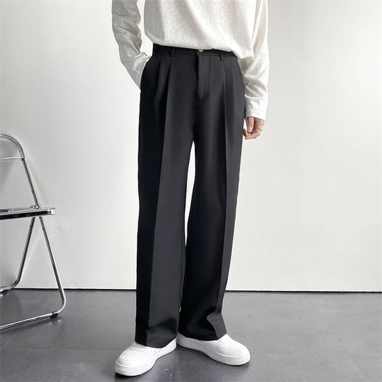 2024 Spring and Autumn New Draping Straight Leg Suit Pants Men Loose Korean Version of Casual Wide-Leg Trousers Mopping Pants