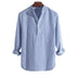 Stylish Striped Cotton Linen Men’s Shirt - Casual Loose Fit Harajuku Blouse
