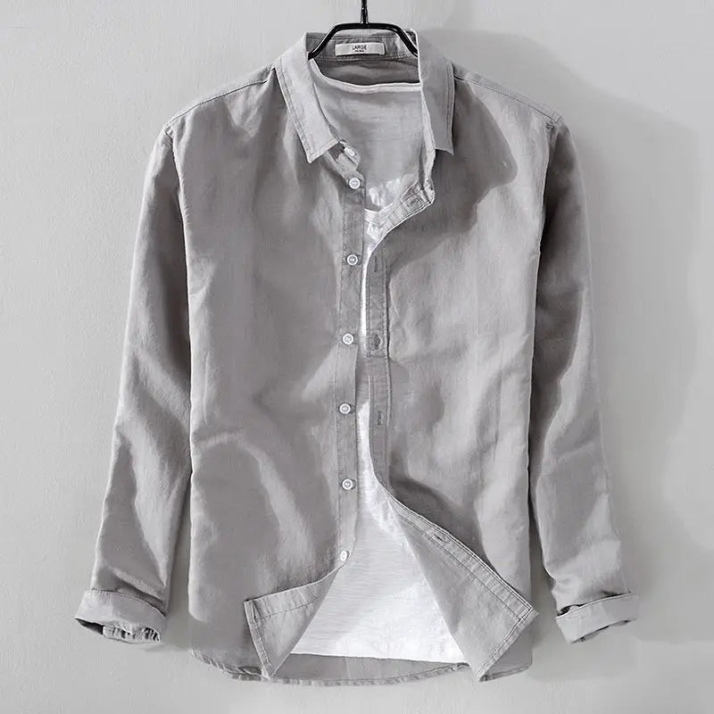 Men's Casual Linen Summer Shirt - Loose Fit, Lightweight Cotton for Outdoor Wear