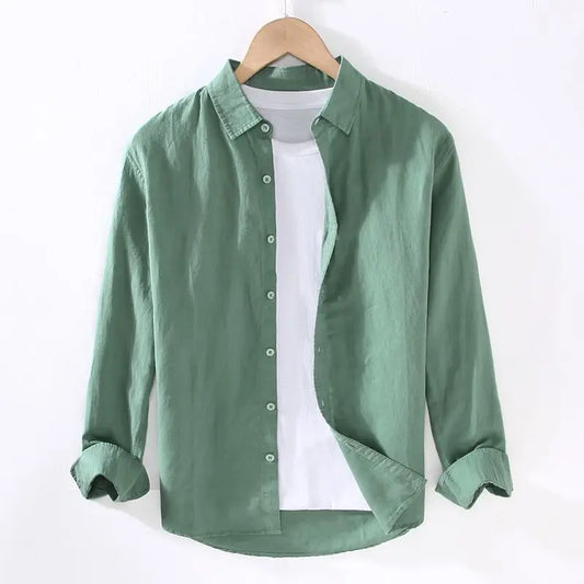 Men's Casual Linen Summer Shirt - Loose Fit, Lightweight Cotton for Outdoor Wear