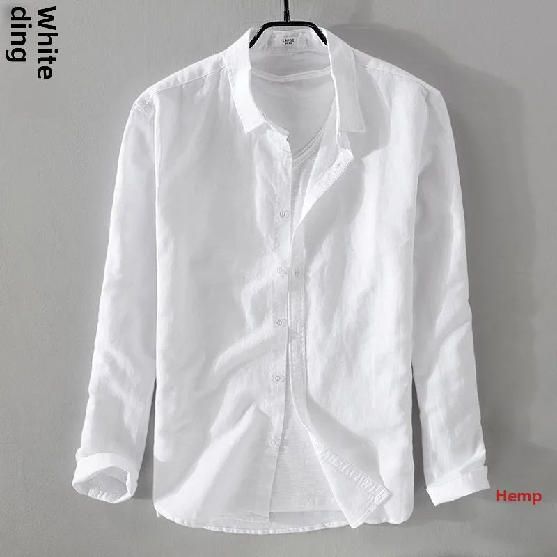 Men's Casual Linen Summer Shirt - Loose Fit, Lightweight Cotton for Outdoor Wear