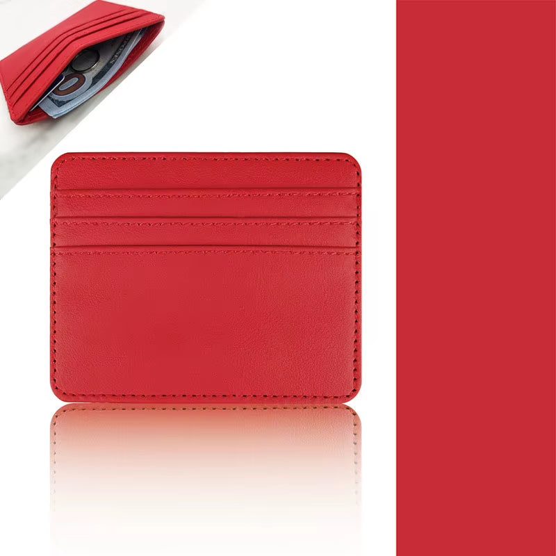Sleek PU Leather ID Card Case - Slim Multi-Slot Holder for Bank and Credit Cards