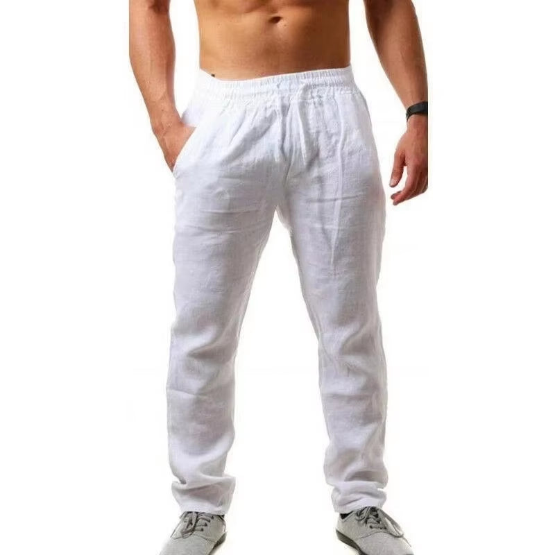 Stylish Men's Cotton Linen Pants - Breathable Solid Color Trousers for Fitness & Streetwear (S-3XL)