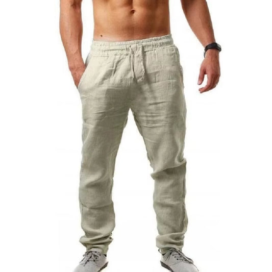 Stylish Men's Cotton Linen Pants - Breathable Solid Color Trousers for Fitness & Streetwear (S-3XL)