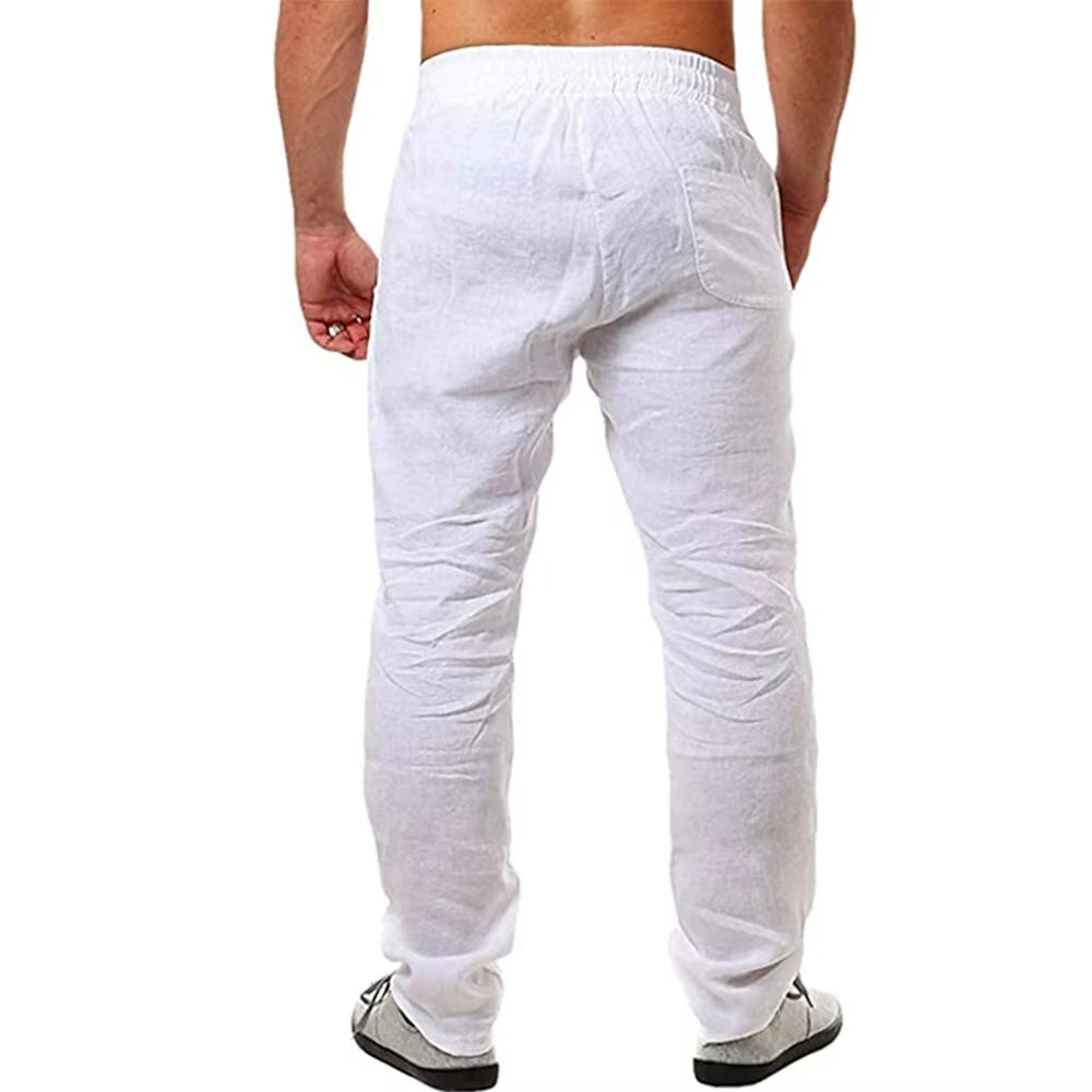 Stylish Men's Cotton Linen Pants - Breathable Solid Color Trousers for Fitness & Streetwear (S-3XL)