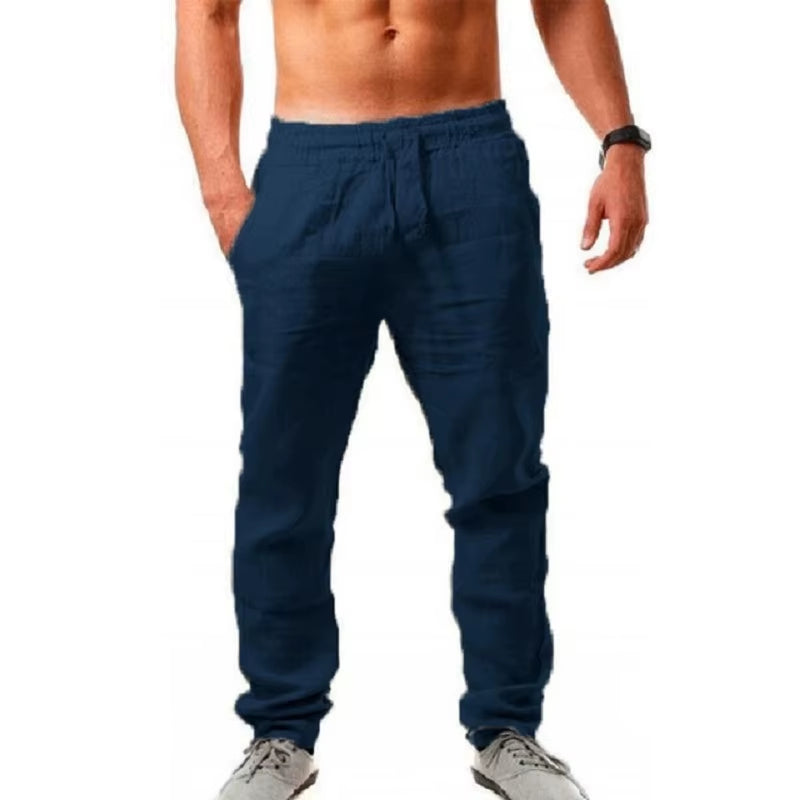 Stylish Men's Cotton Linen Pants - Breathable Solid Color Trousers for Fitness & Streetwear (S-3XL)