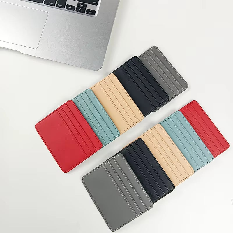 Sleek PU Leather ID Card Case - Slim Multi-Slot Holder for Bank and Credit Cards