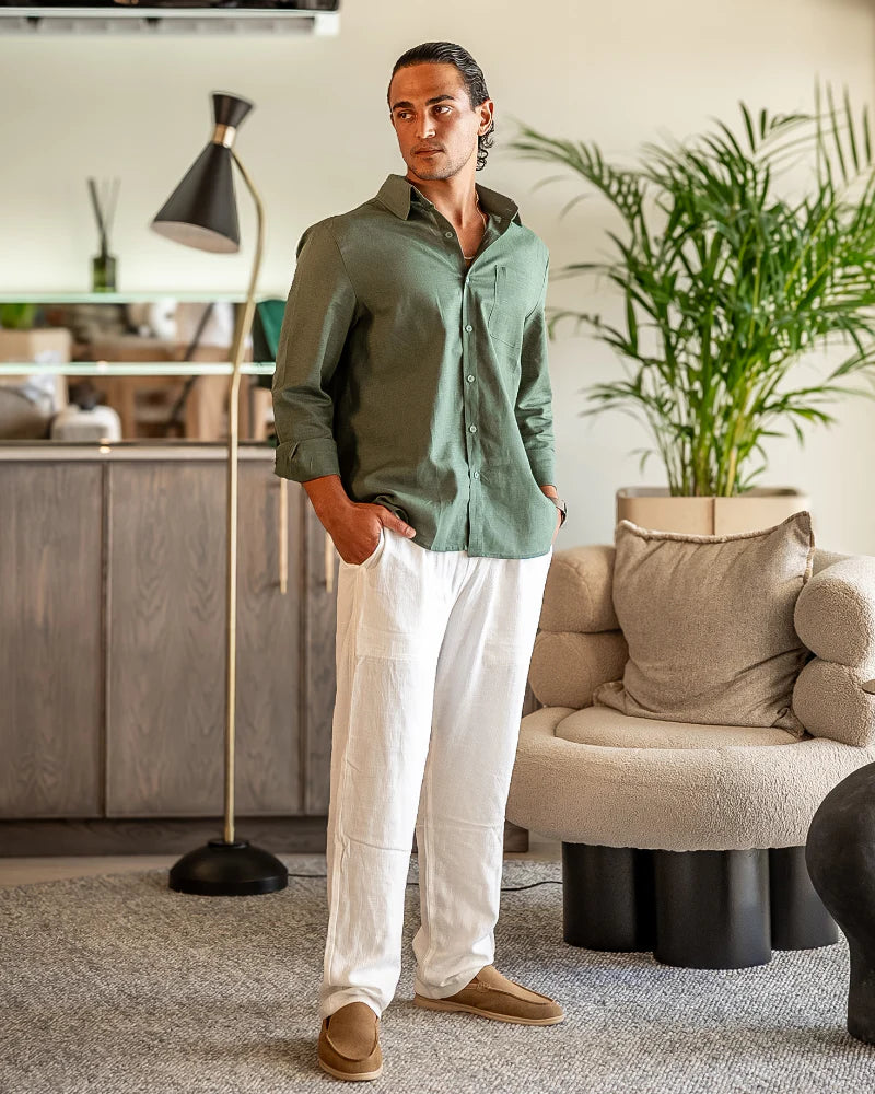 Timeless Elegance: Old Money Linen Longsleeve Combo